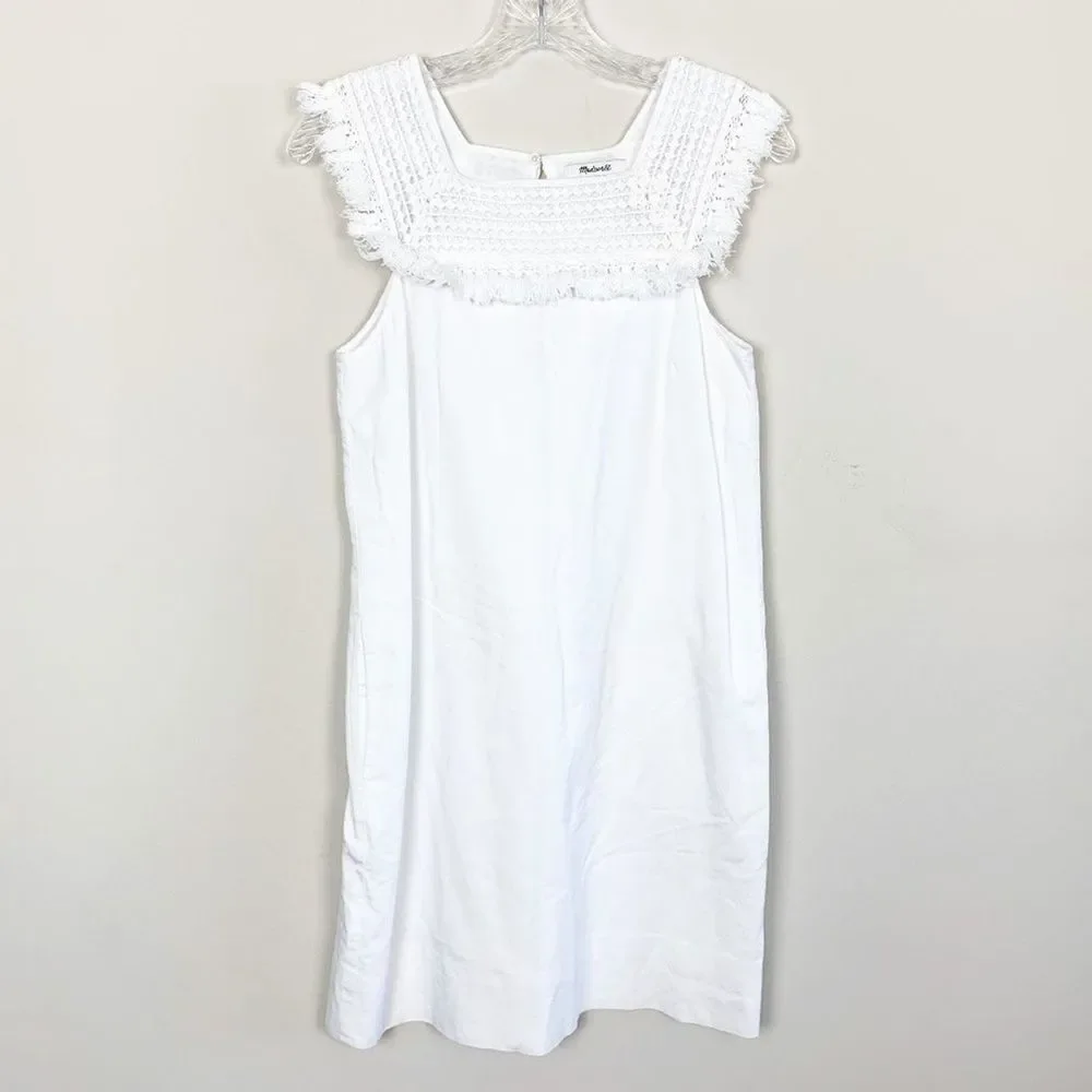 Madewell | white eyelet trim shift dress size 00 - Picture 1 of 5